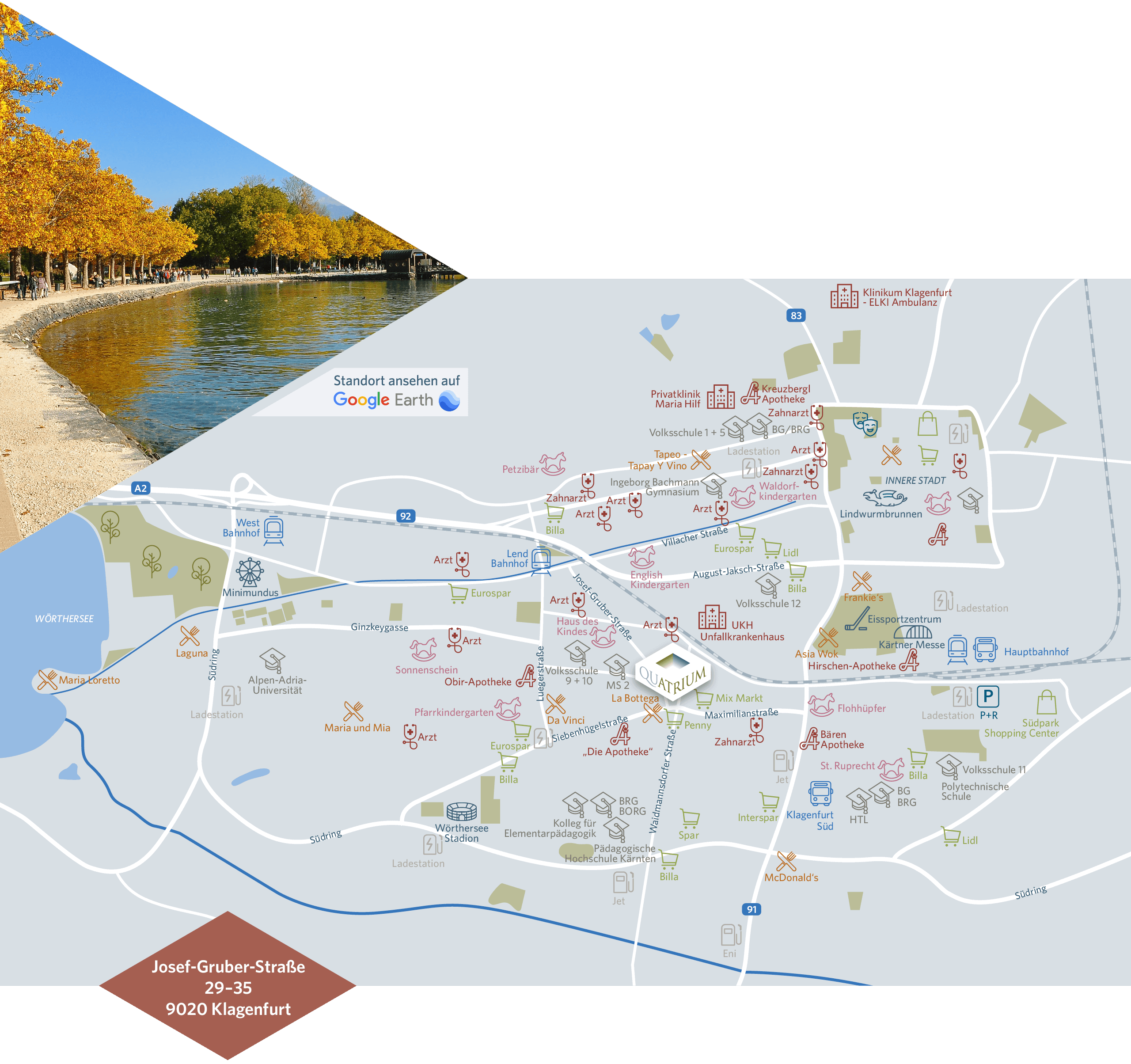Quatrium Lagekarte mit Google Earth Link