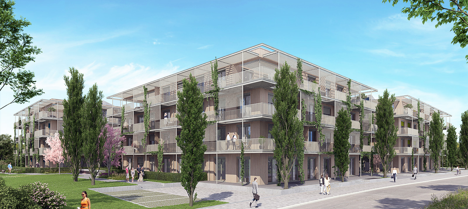 Außenansicht der 4 Quatrium Häuser