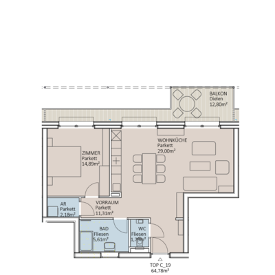 Grundriss 2-Zimmer-Wohnungen