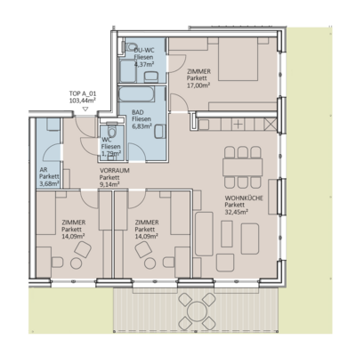 Grundriss 4-Zimmer-Wohnung